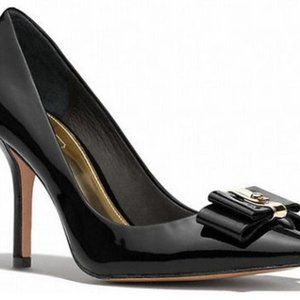 Coach Landrie black patent leather stiletto
